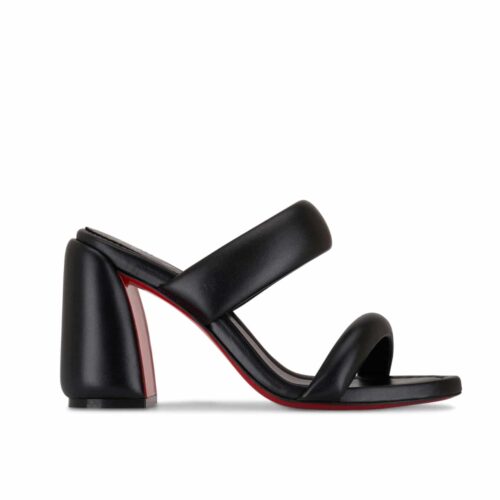 Christian Louboutin Inflama Sab Leather Block Heel Sandals Black 1230780B439