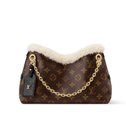 Louis Vuitton Carryall BB Faux Fur Monogram Canvas Hobo Bag Brown 26cm M26568