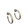 Chanel Lettering Hoop Earrings Crystals Leather Gold