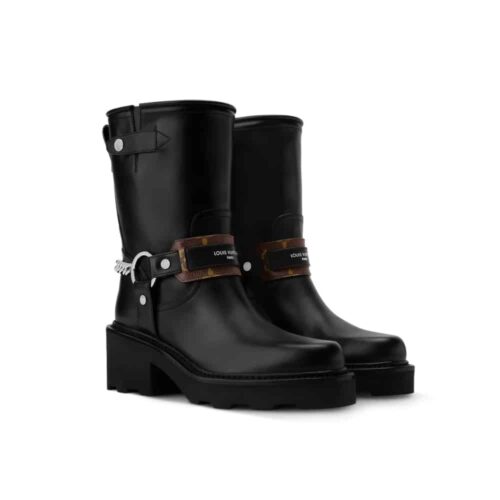 Louis Vuitton LV Beaubourg Ankle Leather Boot Black 1AIBQR