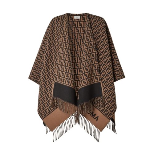 Fendi Poncho FF Motif Wool And Cashmere Brown FXX723AQCWF0QE1