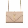 Saint Laurent Envelope Small Quilted Grain De Poudre Embossed Leather Crossbody Bag Beige 21Cm 600195BOW912721