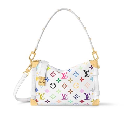 Louis Vuitton X Takashi Murakami Side Trunk MM Shoulder Bag Multicolore White 23cm M14046