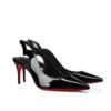 Christian Louboutin Hot Chick Sling Patent Leather Slingback Pumps Black 3230045B439