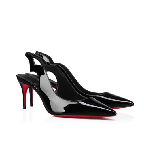 Christian Louboutin Hot Chick Sling Patent Leather Slingback Pumps Black 3230045B439