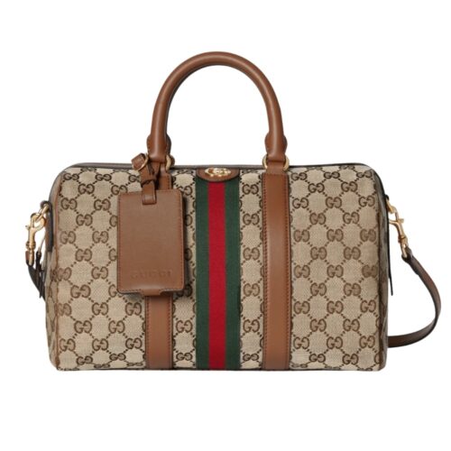 Gucci Ophidia Medium GG Monogram Canvas Boston Bag Beige And Brown 30Cm ‎857595 FAFUF 9870