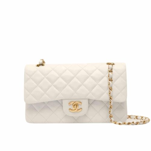Chanel Classic Medium Smooth Leather Flap Bag White 25cm