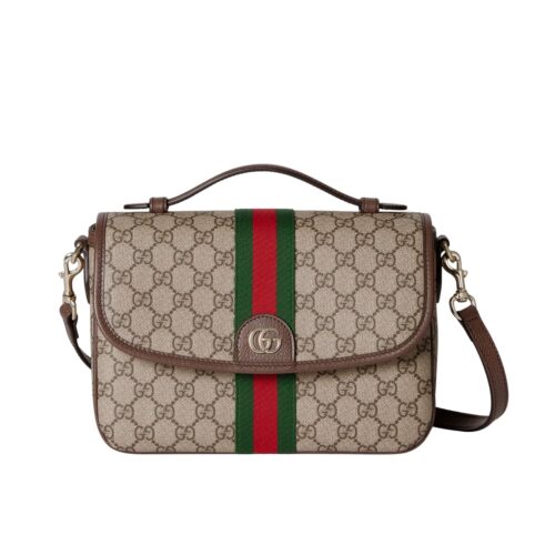 Gucci Ophidia Medium GG Monogram Canvas Top Handle Bag Beige And Dark Brown 24Cm 836842FAE0J9867