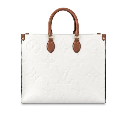 Louis Vuitton Onthego GM Monogram Empreinte Tote Bag White 41Cm M44558
