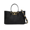 Valentino Garavani Medium Straw Summer Tote Black 35Cm