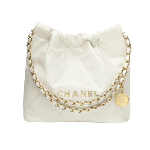 Chanel 22 Small Smooth Leather Hobo Bag White 36cm AS3260 B09859 10601