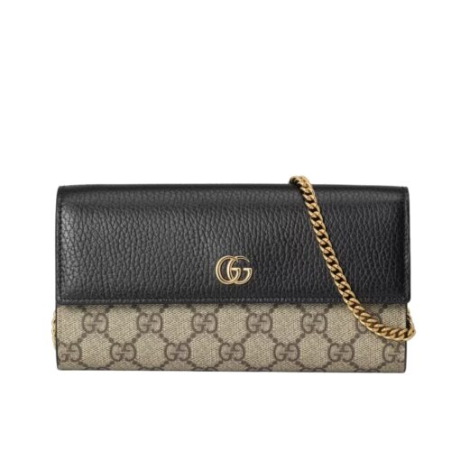 Gucci GG Marmont GG Supreme Canvas Wallet On Chain Beige Ebony 19cm 546585 17WAG 1283
