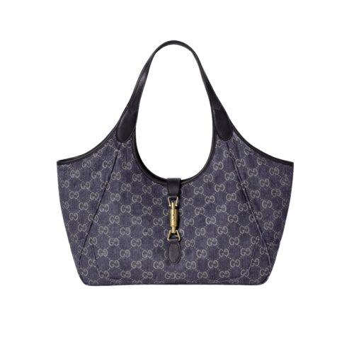 Gucci Mercato Medium GG Canvas Denim Tote Bag Blue 35Cm