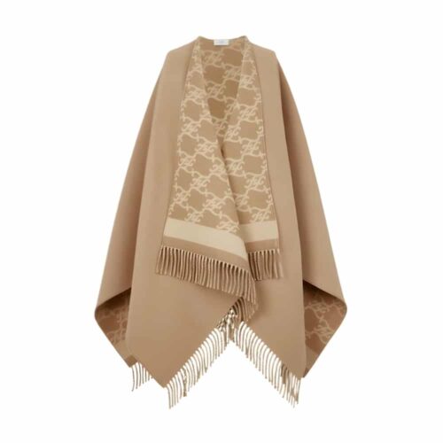 Fendi Poncho Fringed Wrap Double-Face Wool And Cashmere Cape Brown FXX715AHRFF0QU5