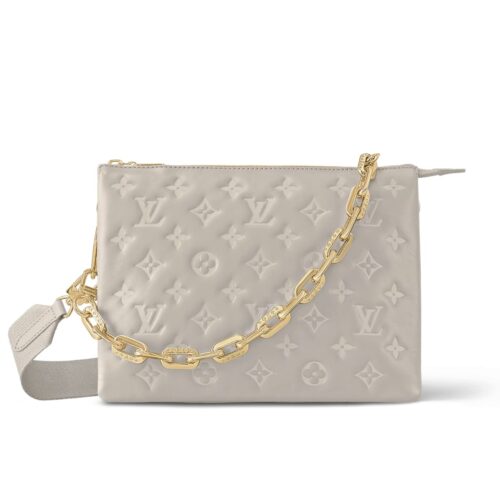 Louis Vuitton Coussin PM Monogram Embossed Shoulder Bag Grey 26cm M20842
