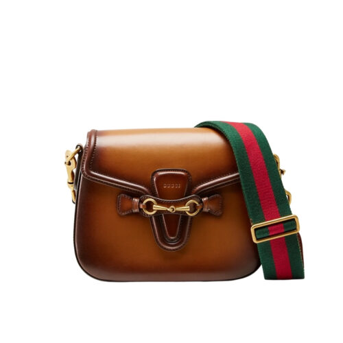 Gucci Lady Web Hand Stained Leather Shoulder Bag Brown 25Cm 380573 B012A 2574