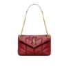 Saint Laurent Puffer Small In Leather Gold Hardware Shoulder Bag Dark Red 29Cm 5774761EL076937