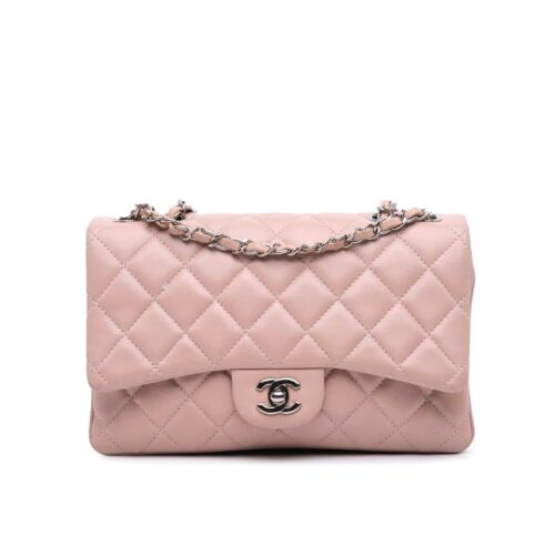 Chanel Classic Double Flap Bag Smooth Leather Flap Bag Light Pink 25cm
