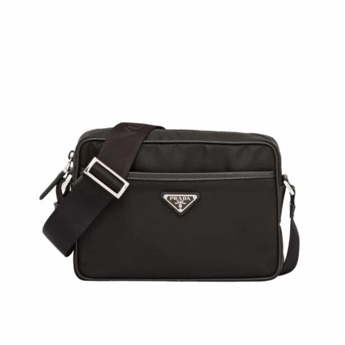 Prada Re Nylon And Saffiano Leather Shoulder Bag Black 24Cm 2Vh048 2Dmh F0002 V Ooo