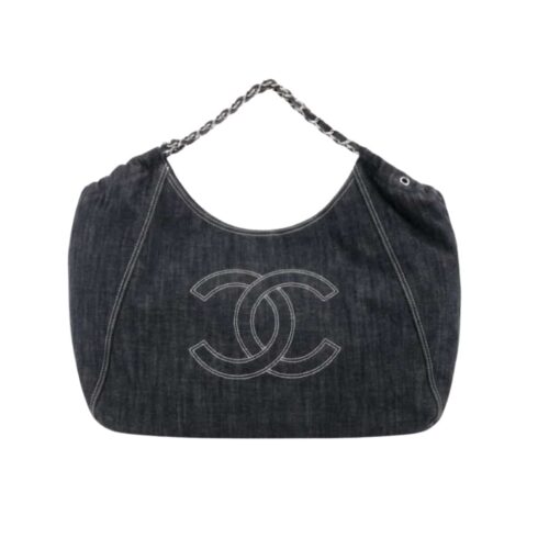 Chanel Timeless CC Large Denim Tote Bag Dark Blue 36cm