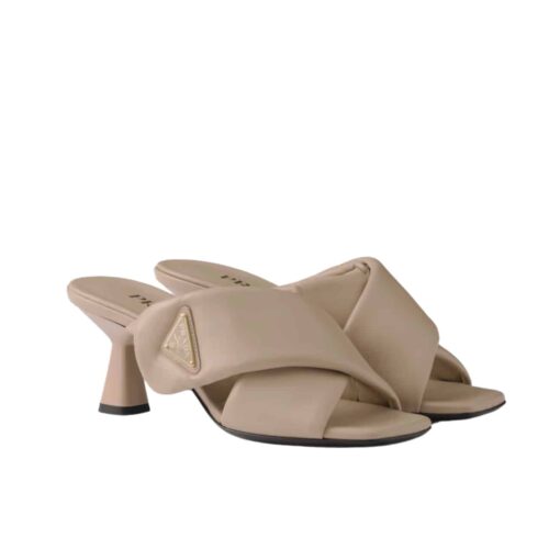 Prada Padded Nappa Leather Sandals Beige 1Xx754 2Dl8 F0036 F 065