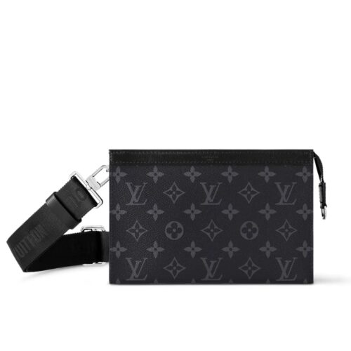 Louis Vuitton Gaston Wearable Wallet Monogram Eclipse Crossbody Bag Black 22cm M81124