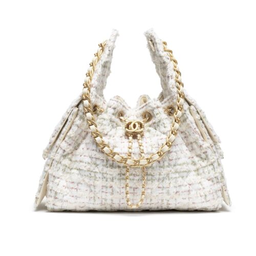 Chanel 25 Small Tweed Handbags Khaki 26cm AS5293 B21178 NR774