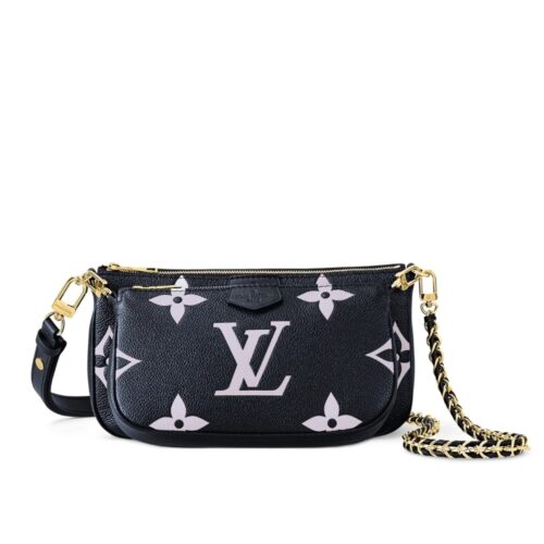 Louis Vuitton Multi Pochette Accessoires Bicolor Monogram Empreinte Crossbody Bag Black White 25Cm M45777