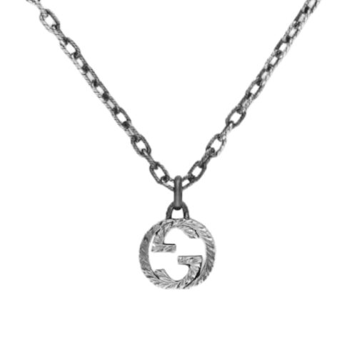 Gucci Interlocking Pendant Sterling Silver Necklace Silver ‎44Cm 455307 J8400 0811