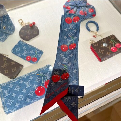 Alternative view of Louis Vuitton X Takashi Murakami Denim Cerise Bandeau Denim Blue 120Cm M96390