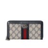 Gucci Ophidia Zip Around Wallet In Beige And Blue Supreme 19Cm 523154 96Iwn 4076