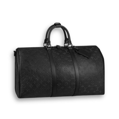 Louis Vuitton Keepall Bandoulière 50 Monogram Shadow Leather Travel Bag Black M44810
