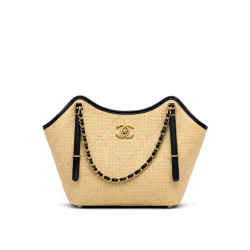 Chanel Small Shopping Bag Raffia Effect Tote Bag Beige 20cm