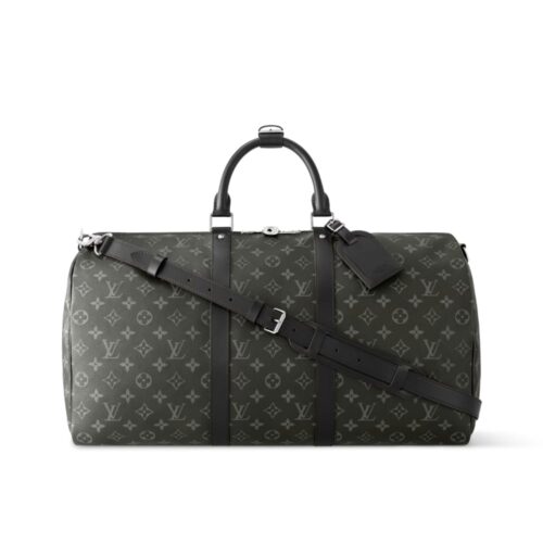 Louis Vuitton Keepall Bandoulière 50 Monogram Eclipse Duffle Bag Black 50cm M14202