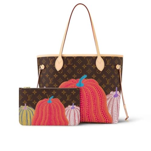 Louis Vuitton X Yayoi Kusama Neverfull MM Monogram Tote Bag Pumpkin Dots Red 31cm M46468