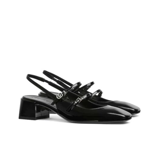 Gucci Women Leather Pump With Double G Black 832474 Bnc80 1000