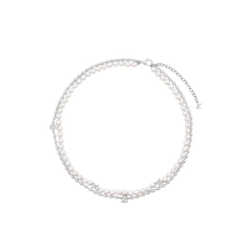 Louis Vuitton Pearls Fusion Necklace Silver M01781
