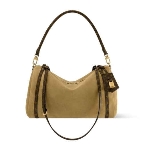 Louis Vuitton Express MM Suede Shoulder Bag Hazelnut 36cm M26358