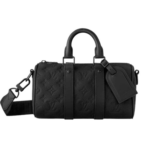 Louis Vuitton Keepall Bandoulière 25 Monogram Taurillon Shoulder Bag Black 24cm M20900