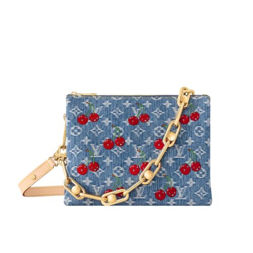 Louis Vuitton X TM Coussin PM Monogram Denim Shoulder Bag Blue 26cm M14978