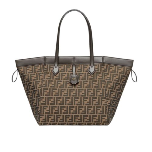 Fendi Origami Medium FF Jacquard Fabric Tote Bag Brown 27Cm 8BH414AFPMF1GL7