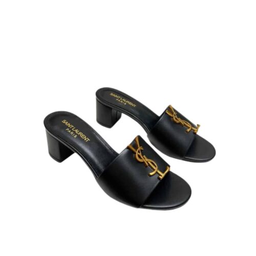 Saint Laurent Tribute Mules Smooth Leather Black
