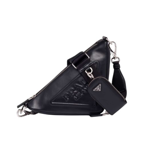 Prada Triangle Leather Shoulder Bag Black 27Cm 1Bh190 2Bya F0002 V Bro