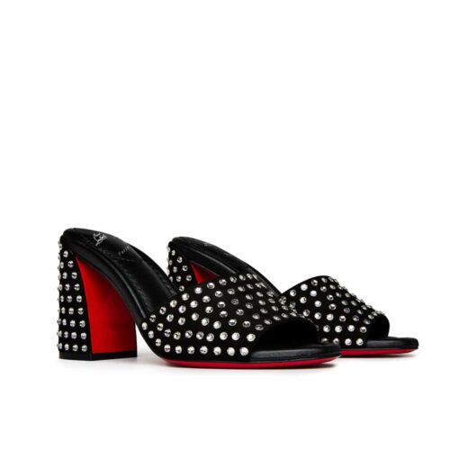 Christian Louboutin Jane Strass Nappa Leather Mules Black 1240729T023