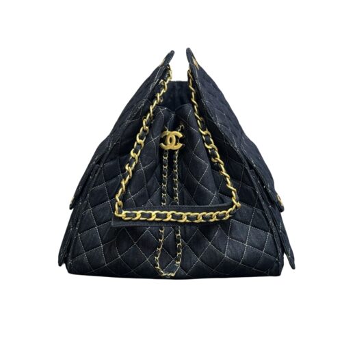 Chanel 25 Medium Washed Denim Handbags Dark Blue 34cm