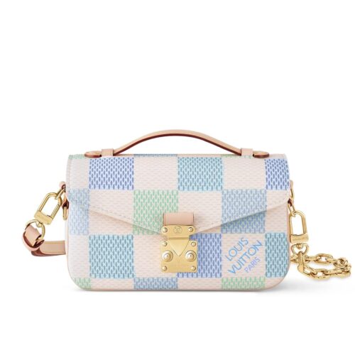 Louis Vuitton Pochette Métis East West Damier Canvas Crossbody Bag Light Blue 21cm