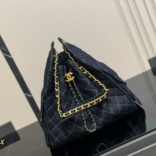 Alternative view of Chanel 25 Medium Washed Denim Handbags Dark Blue 34cm