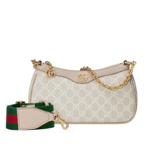 Gucci Ophidia Small GG Supreme Canvas Shoulder Bag Beige And White 25Cm 735132 UULAG 9682