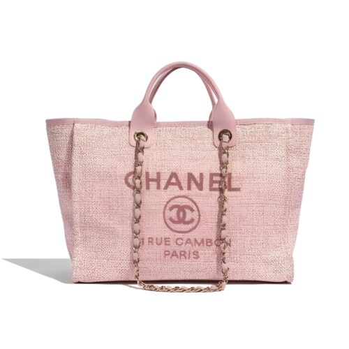 Chanel Deauville Medium Canvas Tote Bag Pink 37cm
