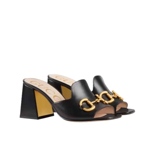 Gucci Horsebit Leather Slide Sandal Black 655412 BKO00 1000